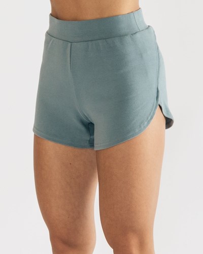 Alphalete Relaxed Single-Brushed High Slit Korta Blå | OUBR-29406