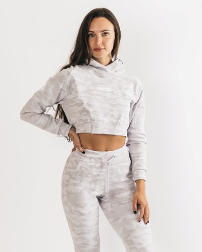 Alphalete Relaxed Single-Brushed Pullover Hoodie Silver Camo | DUKY-46891
