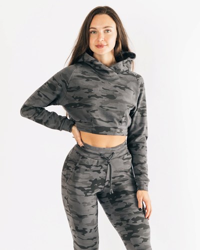 Alphalete Relaxed Single-Brushed Pullover Hoodie Camo | EPTK-68234