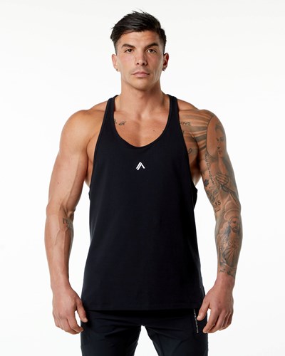 Alphalete Stepped Hem Stringer Svarta | YEJK-92160