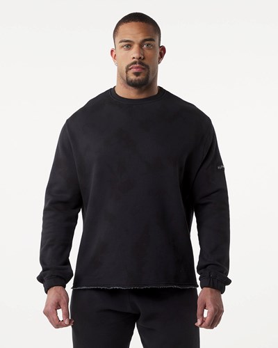 Alphalete Washed Fleece Tröja Blackbird | CYBM-86205