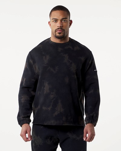 Alphalete Washed Fleece Tröja Svarta | ZRBN-59268