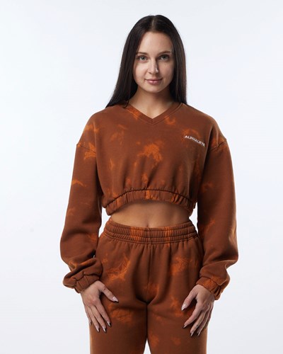 Alphalete Washed V-Neck Fleece Tröja Penny | PYAZ-27810