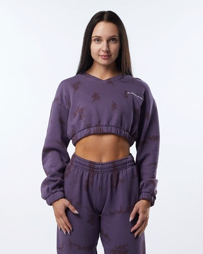 Alphalete Washed V-Neck Fleece Tröja Revolution | DWPX-10756